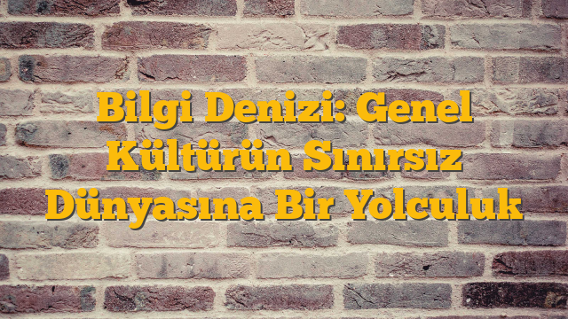 Bilgi Denizi: Genel Kültürün Sınırsız Dünyasına Bir Yolculuk