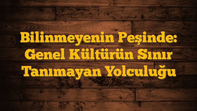 Bilinmeyenin Peşinde: Genel Kültürün Sınır Tanımayan Yolculuğu
