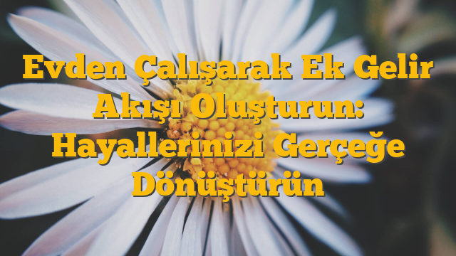 Evden Çalışarak Ek Gelir Akışı Oluşturun:  Hayallerinizi Gerçeğe Dönüştürün