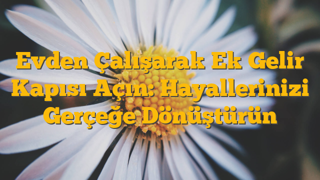 Evden Çalışarak Ek Gelir Kapısı Açın: Hayallerinizi Gerçeğe Dönüştürün