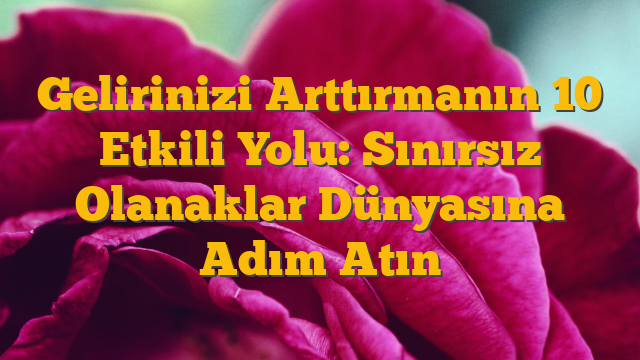 Gelirinizi Arttırmanın 10 Etkili Yolu: Sınırsız Olanaklar Dünyasına Adım Atın