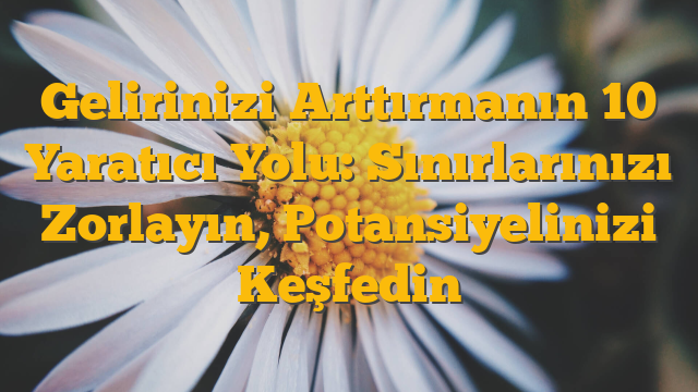 Gelirinizi Arttırmanın 10 Yaratıcı Yolu: Sınırlarınızı Zorlayın, Potansiyelinizi Keşfedin
