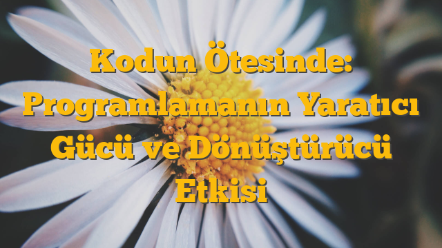 Kodun Ötesinde: Programlamanın Yaratıcı Gücü ve Dönüştürücü Etkisi