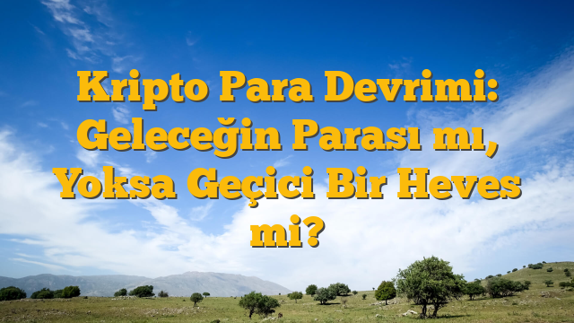 Kripto Para Devrimi: Geleceğin Parası mı, Yoksa Geçici Bir Heves mi?
