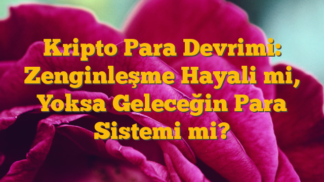 Kripto Para Devrimi: Zenginleşme Hayali mi, Yoksa Geleceğin Para Sistemi mi?
