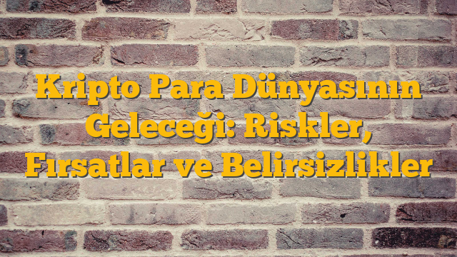 Kripto Para Dünyasının Geleceği: Riskler, Fırsatlar ve Belirsizlikler