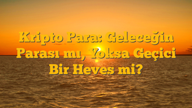 Kripto Para: Geleceğin Parası mı, Yoksa Geçici Bir Heves mi?