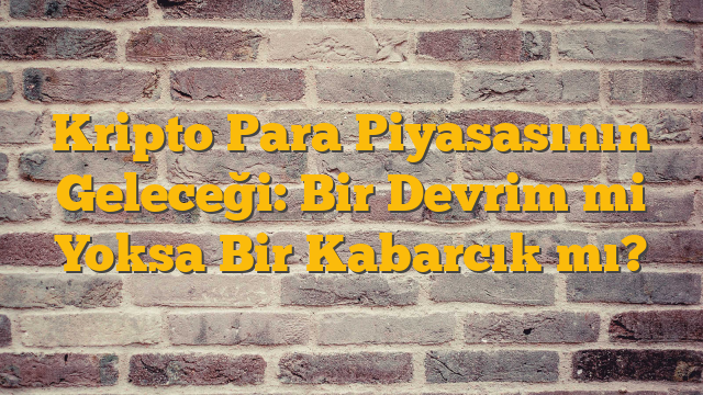 Kripto Para Piyasasının Geleceği: Bir Devrim mi Yoksa Bir Kabarcık mı?