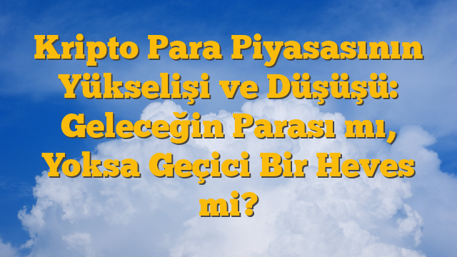 Kripto Para Piyasasının Yükselişi ve Düşüşü: Geleceğin Parası mı, Yoksa Geçici Bir Heves mi?