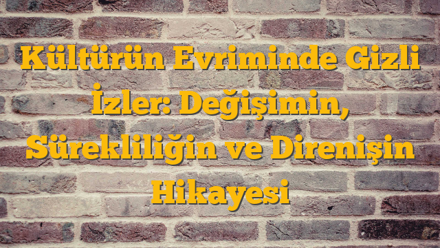 Kültürün Evriminde Gizli İzler: Değişimin, Sürekliliğin ve Direnişin Hikayesi