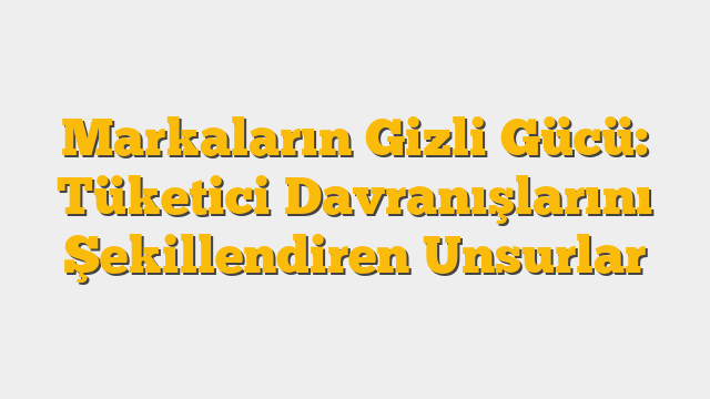 Markaların Gizli Gücü: Tüketici Davranışlarını Şekillendiren Unsurlar