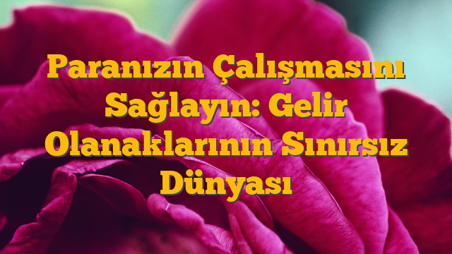 Paranızın Çalışmasını Sağlayın: Gelir Olanaklarının Sınırsız Dünyası