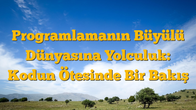 Programlamanın Büyülü Dünyasına Yolculuk: Kodun Ötesinde Bir Bakış