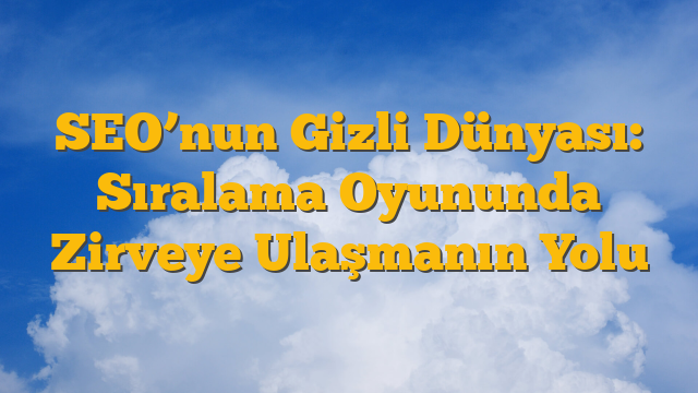 SEO’nun Gizli Dünyası: Sıralama Oyununda Zirveye Ulaşmanın Yolu