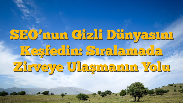 SEO’nun Gizli Dünyasını Keşfedin: Sıralamada Zirveye Ulaşmanın Yolu