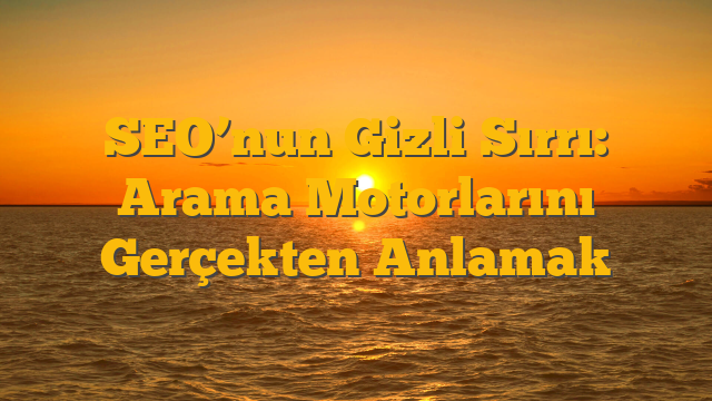 SEO’nun Gizli Sırrı: Arama Motorlarını Gerçekten Anlamak