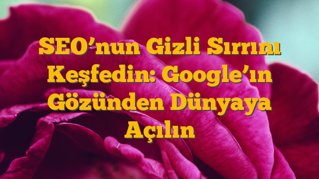 SEO’nun Gizli Sırrını Keşfedin: Google’ın Gözünden Dünyaya Açılın