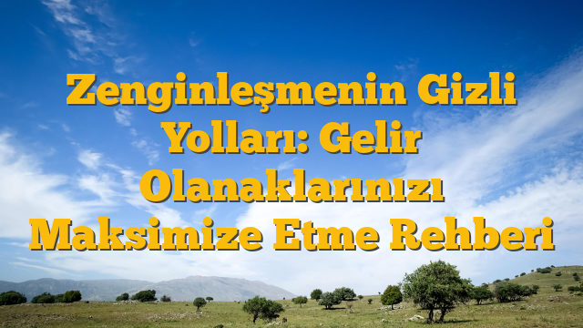 Zenginleşmenin Gizli Yolları: Gelir Olanaklarınızı Maksimize Etme Rehberi