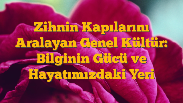 Zihnin Kapılarını Aralayan Genel Kültür: Bilginin Gücü ve Hayatımızdaki Yeri
