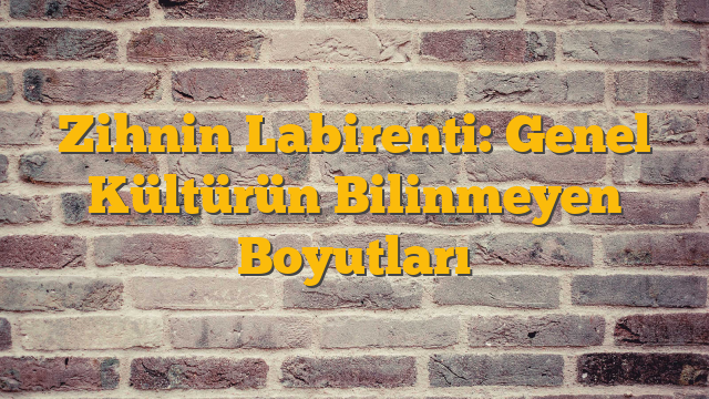 Zihnin Labirenti: Genel Kültürün Bilinmeyen Boyutları