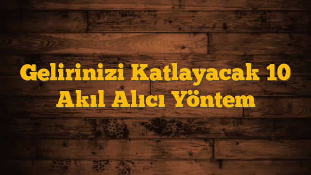 Gelirinizi Katlayacak 10 Akıl Alıcı Yöntem