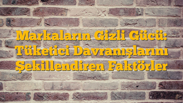 Markaların Gizli Gücü: Tüketici Davranışlarını Şekillendiren Faktörler