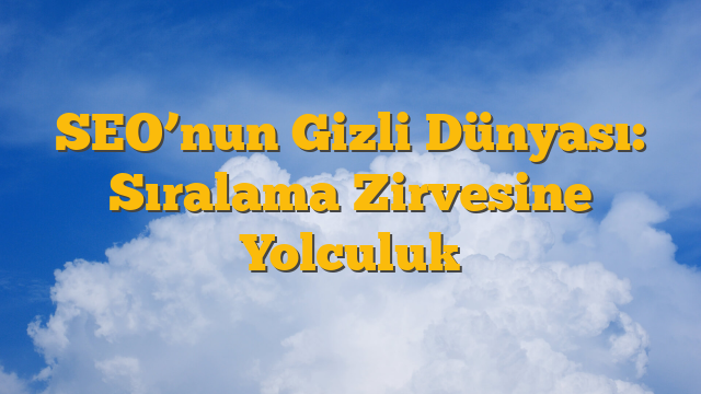 SEO’nun Gizli Dünyası: Sıralama Zirvesine Yolculuk