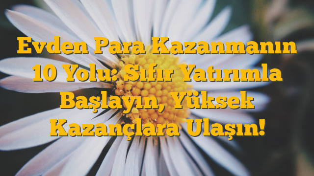 Evden Para Kazanmanın 10 Yolu: Sıfır Yatırımla Başlayın, Yüksek Kazançlara Ulaşın!
