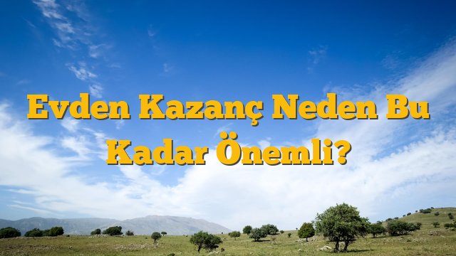 Evden Kazanç Neden Bu Kadar Önemli?