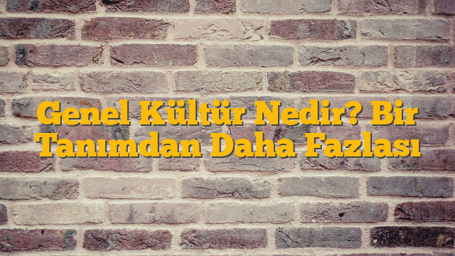 Genel Kültür Nedir? Bir Tanımdan Daha Fazlası