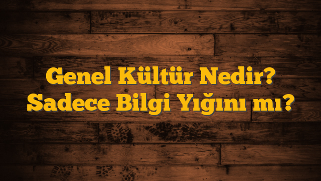 Genel Kültür Nedir? Sadece Bilgi Yığını mı?