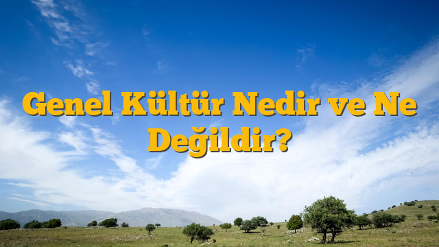 Genel Kültür Nedir ve Ne Değildir?