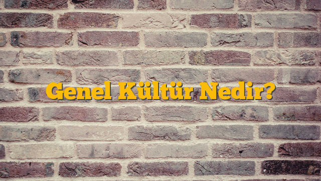 Genel Kültür Nedir?