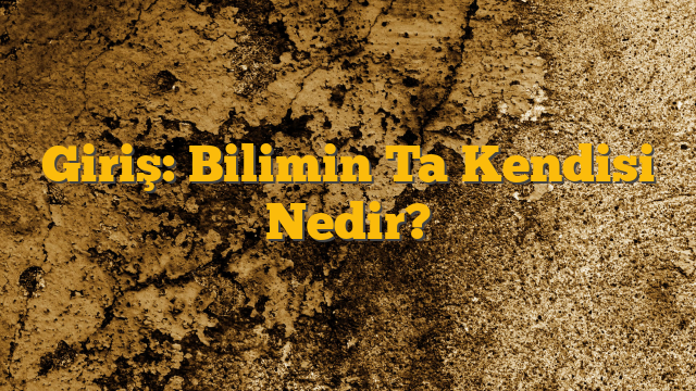 Giriş: Bilimin Ta Kendisi Nedir?