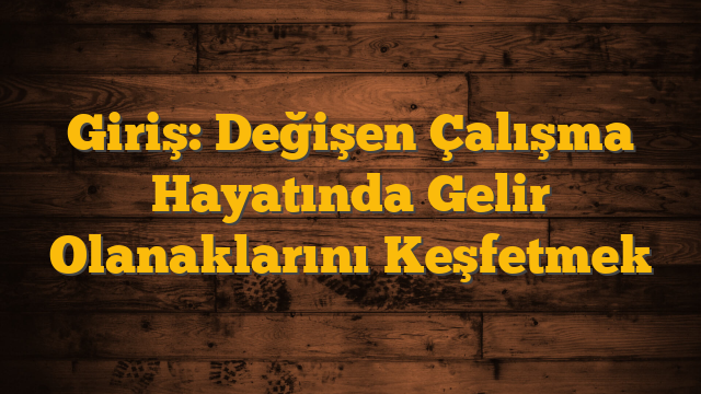 Giriş: Değişen Çalışma Hayatında Gelir Olanaklarını Keşfetmek