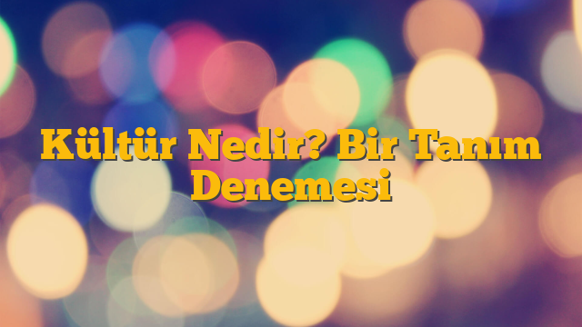 Kültür Nedir? Bir Tanım Denemesi