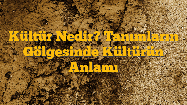 Kültür Nedir? Tanımların Gölgesinde Kültürün Anlamı