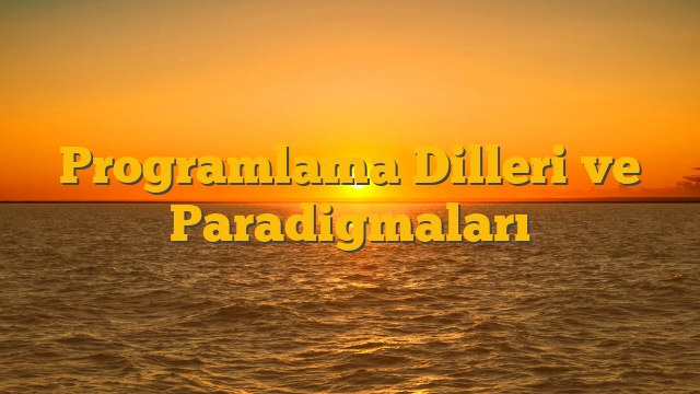 Programlama Dilleri ve Paradigmaları