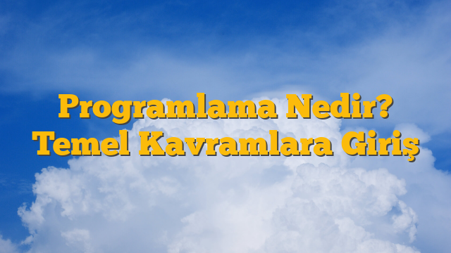 Programlama Nedir? Temel Kavramlara Giriş