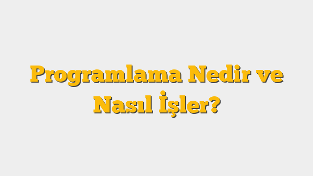 Programlama Nedir ve Nasıl İşler?