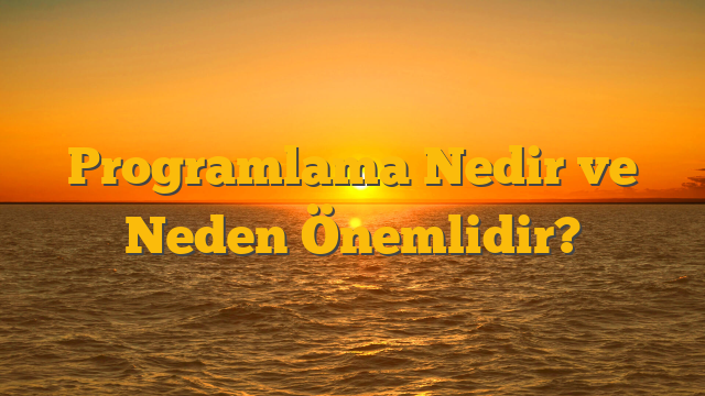 Programlama Nedir ve Neden Önemlidir?