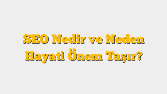 SEO Nedir ve Neden Hayati Önem Taşır?
