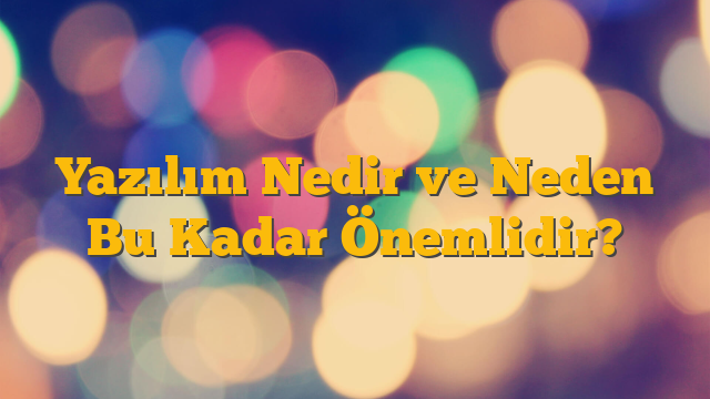 Yazılım Nedir ve Neden Bu Kadar Önemlidir?