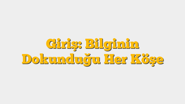 Giriş: Bilginin Dokunduğu Her Köşe