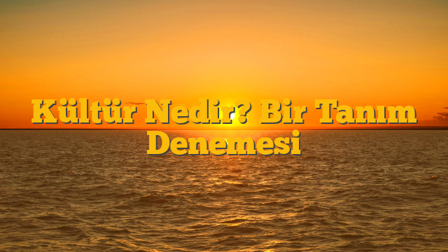 Kültür Nedir? Bir Tanım Denemesi