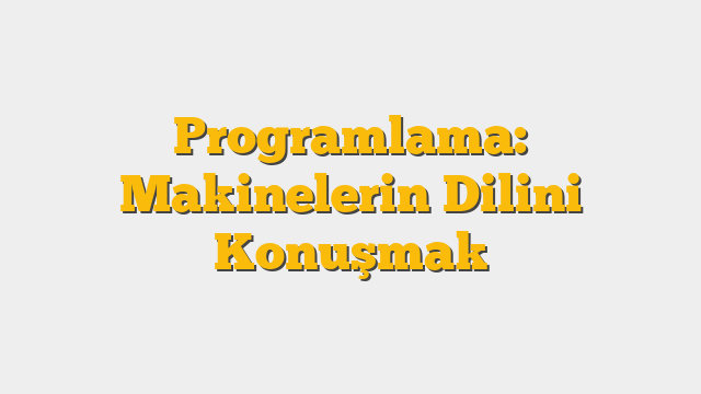 Programlama: Makinelerin Dilini Konuşmak