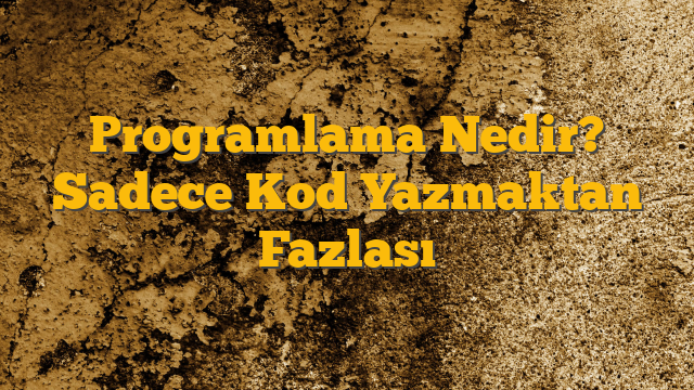 Programlama Nedir? Sadece Kod Yazmaktan Fazlası