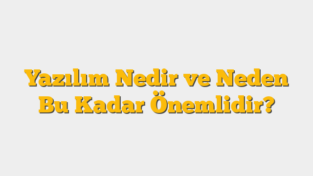 Yazılım Nedir ve Neden Bu Kadar Önemlidir?