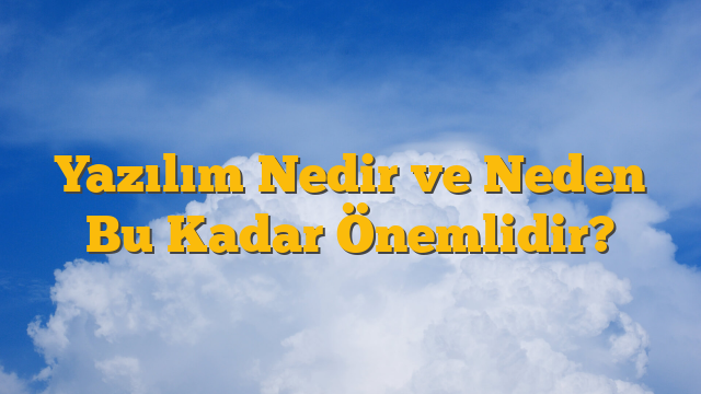 Yazılım Nedir ve Neden Bu Kadar Önemlidir?