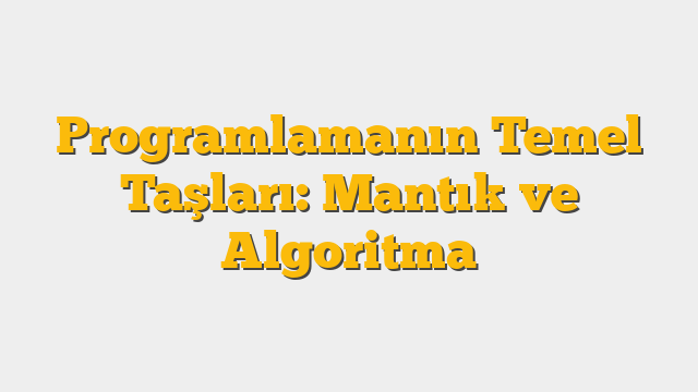 Programlamanın Temel Taşları: Mantık ve Algoritma